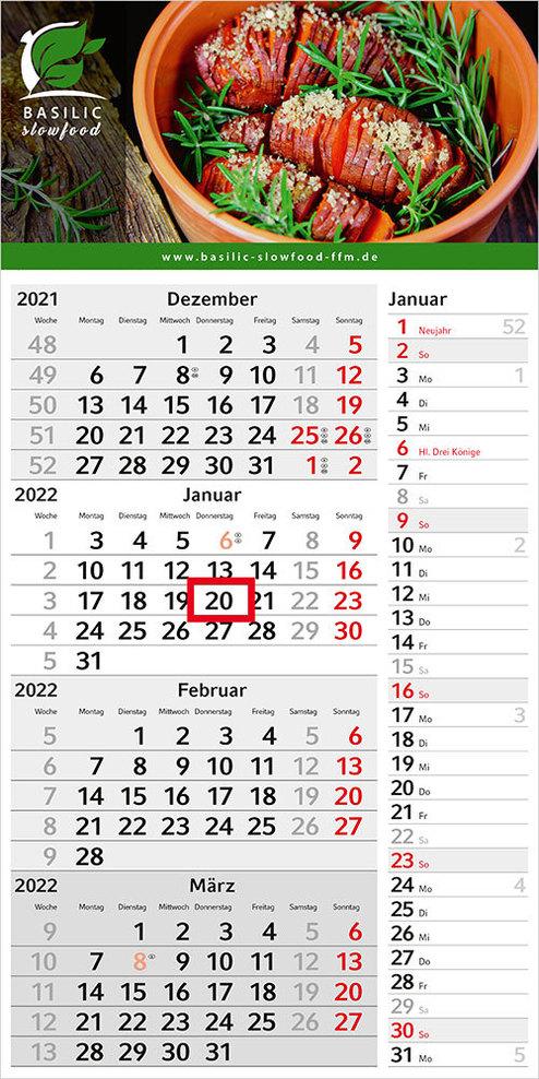 DER RIESE Monatskalender Konzept mit 4 Monaten