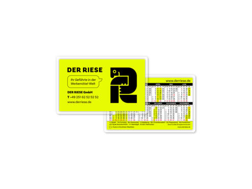 DER RIESE Taschenkalender Formate Scheckkartenformat